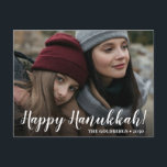 Lycklig Hanukkah Photo Helgdag vykort<br><div class="desc">Det här vackra fotokortet som lyder: "Lycklig Hanukkah!" på framsidan och "Må ljudet av Hanukkah fylla dina hjärtan med fred och kärlek." på baksidan ger ett leende till varje mottagares ansikte. Varma känslor kommer att beröra hjärtan och alla kommer att njuta av att få ett nytt foto. Om du vill...</div>