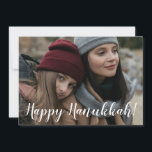 Lycklig Hanukkah Photo Julkort<br><div class="desc">Det vackra fotokortet som lyder: "Lycklig Hanukkah!" i vitt på framsidan och "Må ljudet av Hanukkah fylla dina hjärtan med fred och kärlek. Om du vill ha välsignelse och glädje!" i blått på baksidan kommer varje mottagares ansikte att le. Varma känslor kommer att beröra hjärtan och alla kommer att njuta...</div>