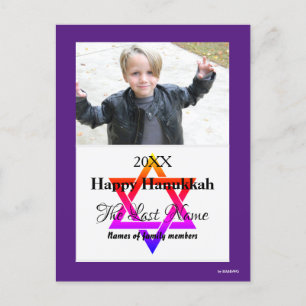 Lycklig Hanukkah Photo Postcard in Lila - HAMbWG Helg Vykort