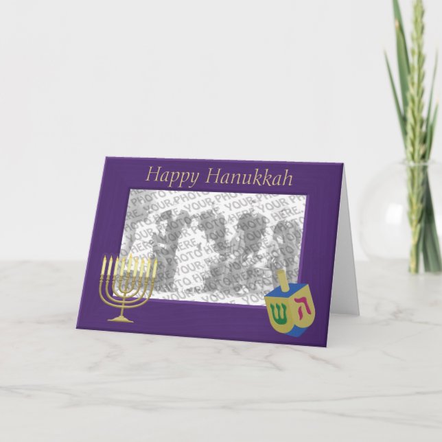 Lycklig Hanukkah Photo Ram Greeting Card Helgkort (Framsida)