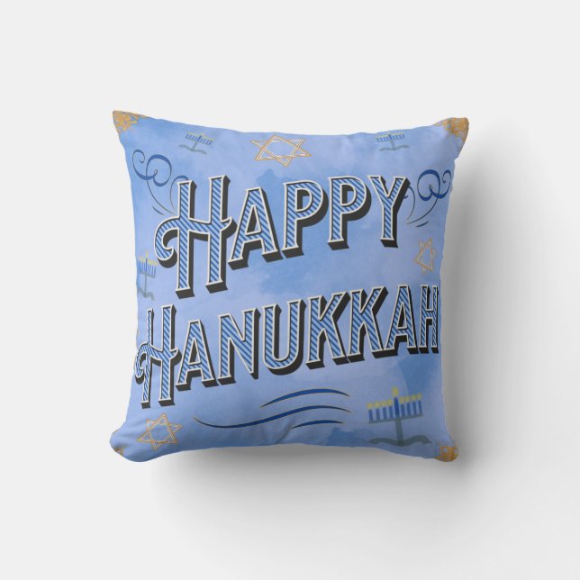 Lycklig Hanukkah Pillow Kudde (Framsida)