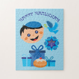 🕎 Lycklig Hanukkah, pojke, anpassade Pussel