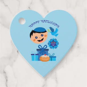🕎 Lycklig Hanukkah, pojke, anpassningsbar text, a Gåvor Etiketter
