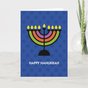 Lycklig Hanukkah Pop Art Menorah Helgkort