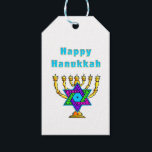 Lycklig Hanukkah Presentetikett<br><div class="desc">Personliger som säger "Lycklig Hanukkah" har judiska stjärnor och redo för ljus varje speciell natt. Glad helg och ett underbart nytt år!</div>