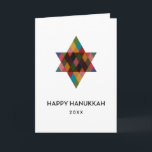 Lycklig Hanukkah Rainbow Star of David Non Photo Helgkort<br><div class="desc">Önskar vänner och familj "Lycklig Hanukkah" med den här vimiska flerfärgade stjärnan David. Året kan redigeras med mer redigerbar text inuti. Klicka på "anpassa" om du vill ändra typsnitt,  flytta text,  färg eller ändra storlek på</div>