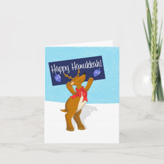 Lycklig Hanukkah Reindeer med underskrift 4.25x5 Kort