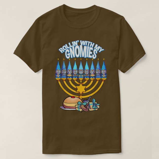 Lycklig Hanukkah Rollin med mina fanomier judisk J T Shirt (Design framsida)