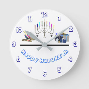 Lycklig Hanukkah Rund Klocka
