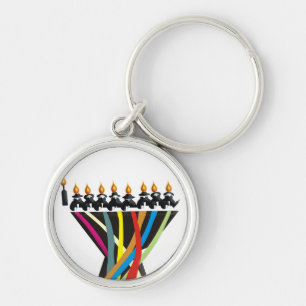 Lycklig Hanukkah Rund Silverfärgad Nyckelring