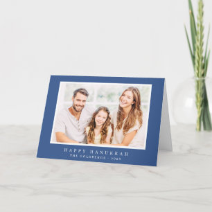Lycklig Hanukkah Simple Classic Elegant Family Pho Helgkort