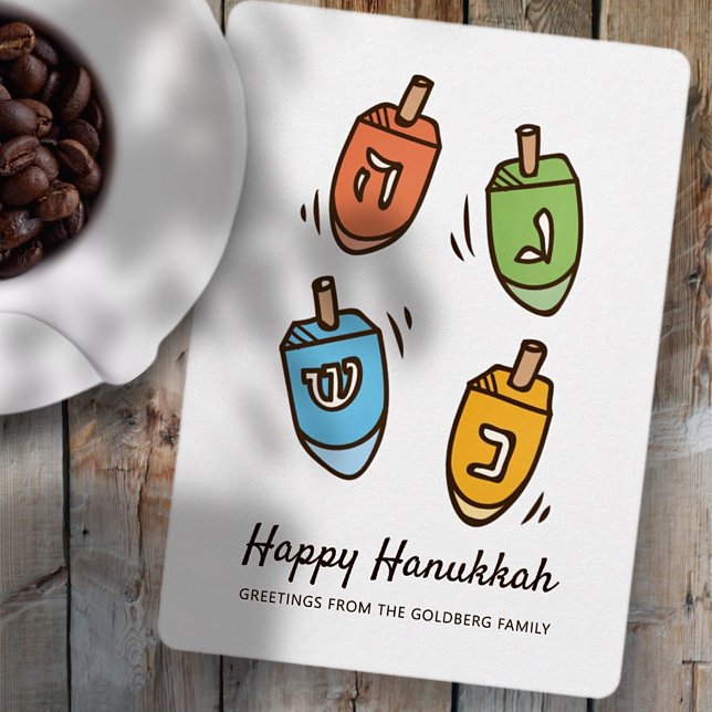 Lycklig Hanukkah Simple och Modern Dreidel Hälsnin Julkort (Skapare uppladdad)