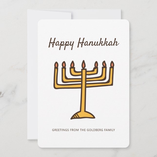 Lycklig Hanukkah Simple och Modern Menorah Hälsnin Julkort (Framsida)