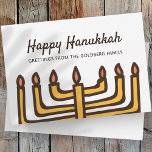 Lycklig Hanukkah Simple och Modern Menorah Hälsnin Julkort<br><div class="desc">Detta är en enkel,  minimalistisk och modern illustration av Menorah/ljus.</div>