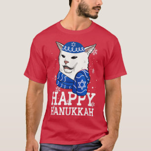 Lycklig Hanukkah Smudge Cat Meme Funny Helgdag Ugl T Shirt