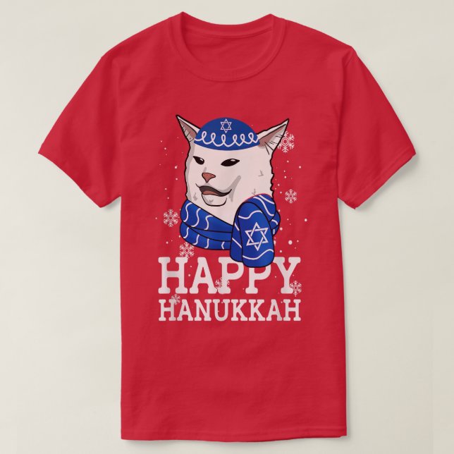 Lycklig Hanukkah Smudge Cat Meme Funny Helgdag Ugl T Shirt (Design framsida)