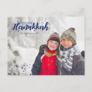 Lycklig Hanukkah snö bubblar fotovykort Helg Vykort