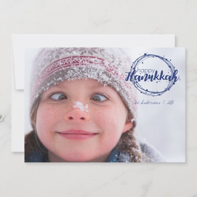 Lycklig Hanukkah Snö Bubbles-fotokort för Helgdag Julkort (Framsida)