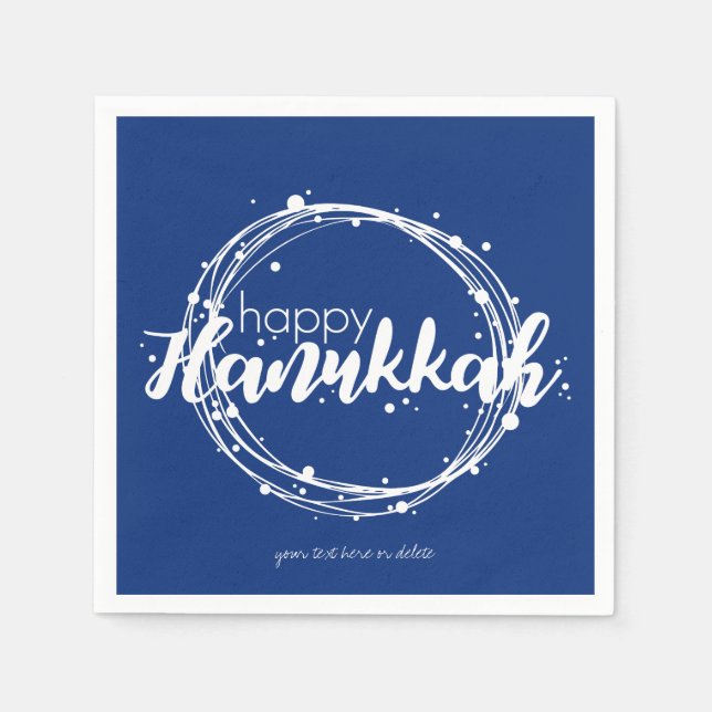 Lycklig Hanukkah Snö Bubbles Wandan Helgdag Napkin Pappersservett (Framsidan)