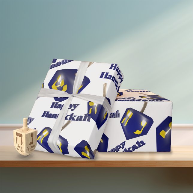 Lycklig Hanukkah Spinning Dreidel Presentpapper (Skapare uppladdad)