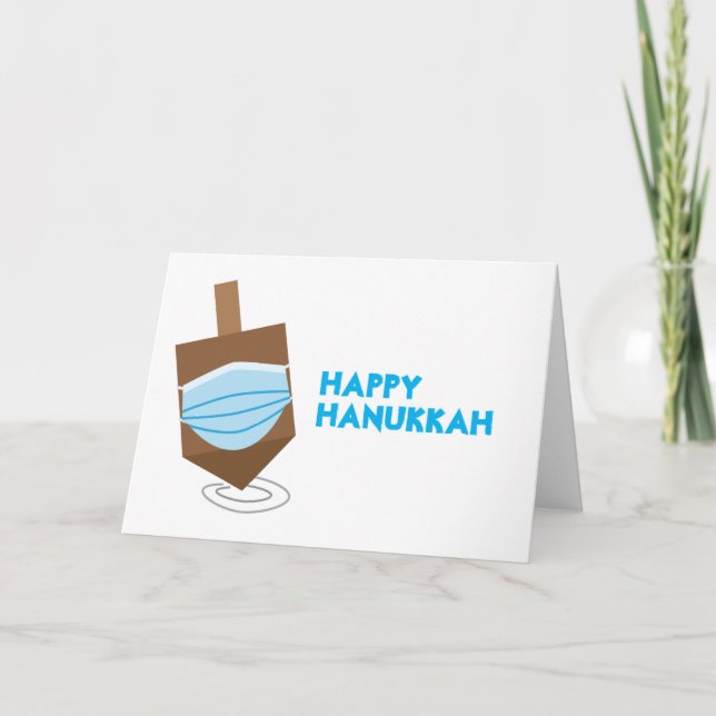 Lycklig Hanukkah - Spinning överst med ansikte mas Kort (Framsida)