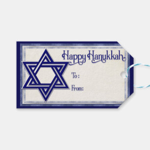 Lycklig Hanukkah Star av David Blue Presentetikett