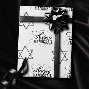 Lycklig Hanukkah Star av David Classic Black White Presentpapper