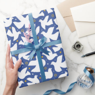 Lycklig Hanukkah Star av David Dove White Blue Presentpapper