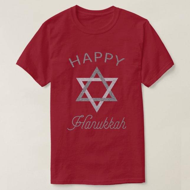 Lycklig Hanukkah Star av David Glitter T-Shirt (Design framsida)