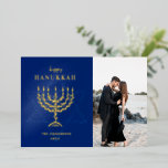 Lycklig Hanukkah Star av David Menorah<br><div class="desc">Lycklig Hanukkah-stjärnan av David Menorahdesign-fotokort med äkta folie med helgdag</div>