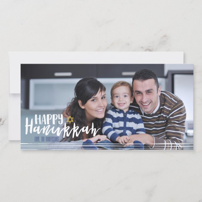 Lycklig Hanukkah Star av David Photo Card Julkort (Framsida)