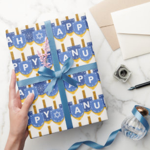 Lycklig Hanukkah Star av David Snöflingor White Bl Presentpapper