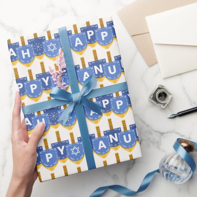 Lycklig Hanukkah Star av David Snöflingor White Bl Presentpapper (Gifting)