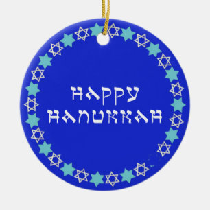 Lycklig Hanukkah Star Circle Julgransprydnad Keramik