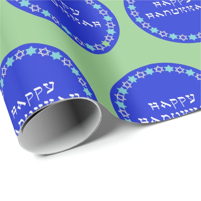 Lycklig Hanukkah Star Circle Wrapping Papper Presentpapper (Rullad Hörn)