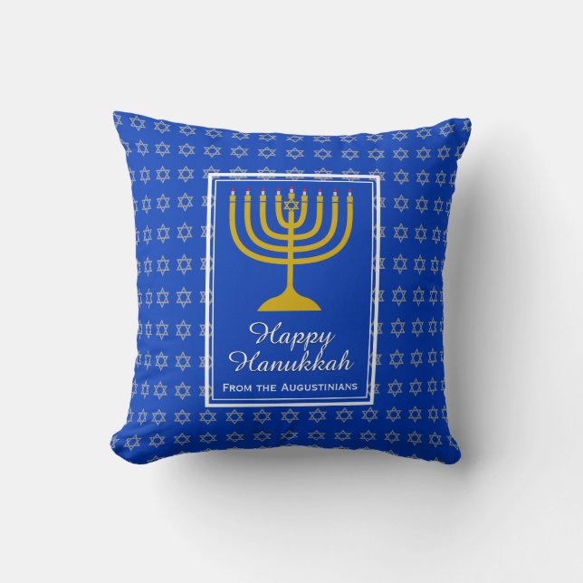 LYCKLIG HANUKKAH Star David Personlig Lt Blue Kudde (Framsida)