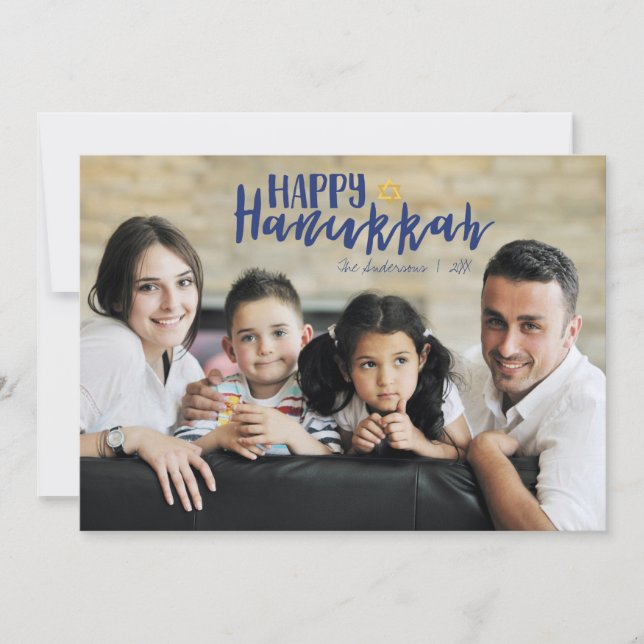 Lycklig Hanukkah Star of David Helgdag Photo Card Julkort (Framsida)
