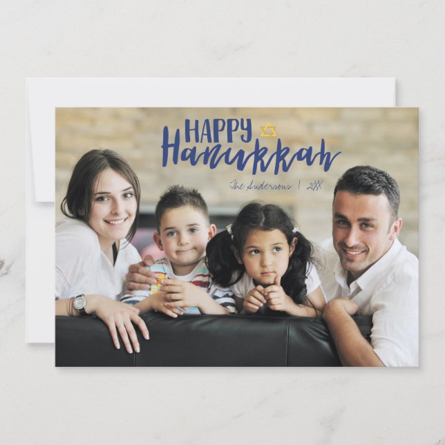 Lycklig Hanukkah Star of David Helgdag Photo Card Julkort (Framsida)