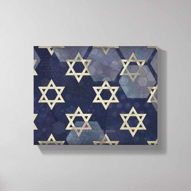 Lycklig Hanukkah Star of David menorah Dreidel Sli Canvastryck (Framsida)
