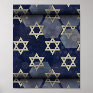 Lycklig Hanukkah Star of David menorah Dreidel Sli Poster