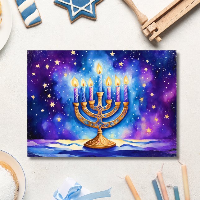 Lycklig Hanukkah Starry Menorah Kort (Skapare uppladdad)