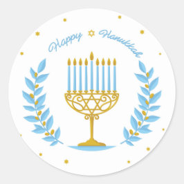 Lycklig Hanukkah Sticker Runt Klistermärke