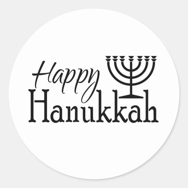 Lycklig Hanukkah Sticker Runt Klistermärke (Framsida)