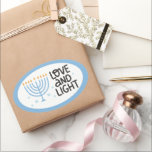 Lycklig Hanukkah Stickers Ovalt Klistermärke<br><div class="desc">Hanukkah-design.</div>