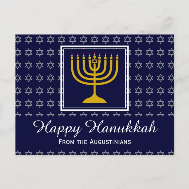 LYCKLIG HANUKKAH-stjärnan av David Menorah Personl Helg Vykort (Framsida)