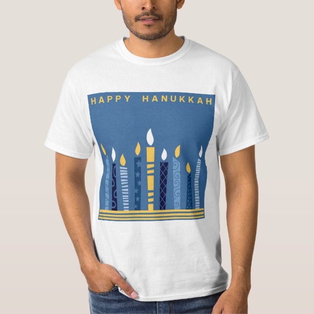 Lycklig Hanukkah T Shirt (Framsida)