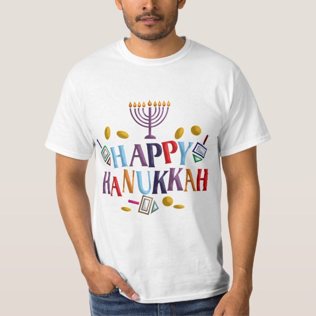 Lycklig Hanukkah T Shirt (Framsida)
