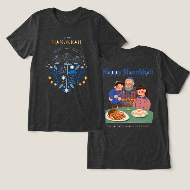 Lycklig Hanukkah T-Shirt (Design fram och bak)