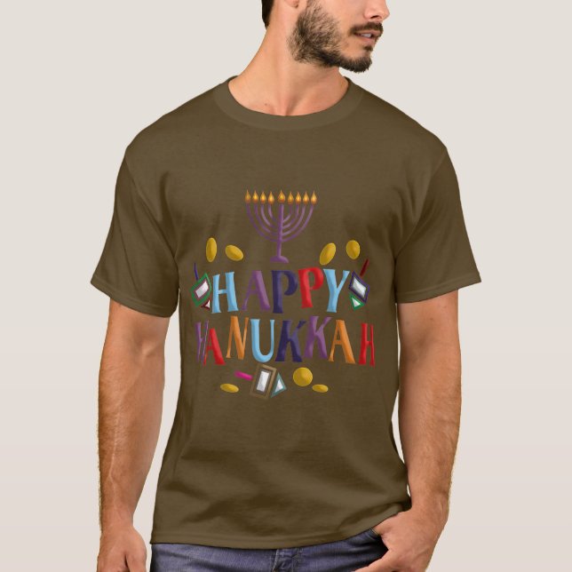 Lycklig Hanukkah Tee Shirt (Framsida)