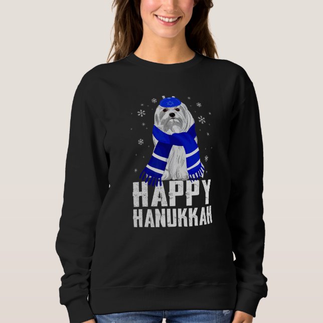 Lycklig Hanukkah Terrier Hund Wearing Jewish Hat C T Shirt (Framsida)